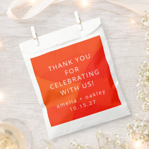 Modern Abstract Orange Custom Wedding Thank You Favour Bag