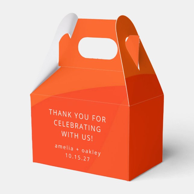 Modern Abstract Orange Custom Wedding Thank You Favour Box (Front Side)