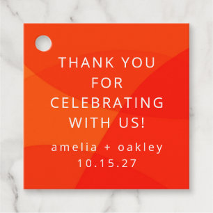 Modern Abstract Orange Custom Wedding Thank You Favour Tags