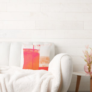 Modern Abstract Orange Geometric Graphic Pattern Cushion
