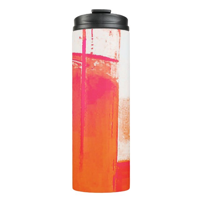 Modern Abstract Orange Geometric Graphic Pattern Thermal Tumbler (Front)
