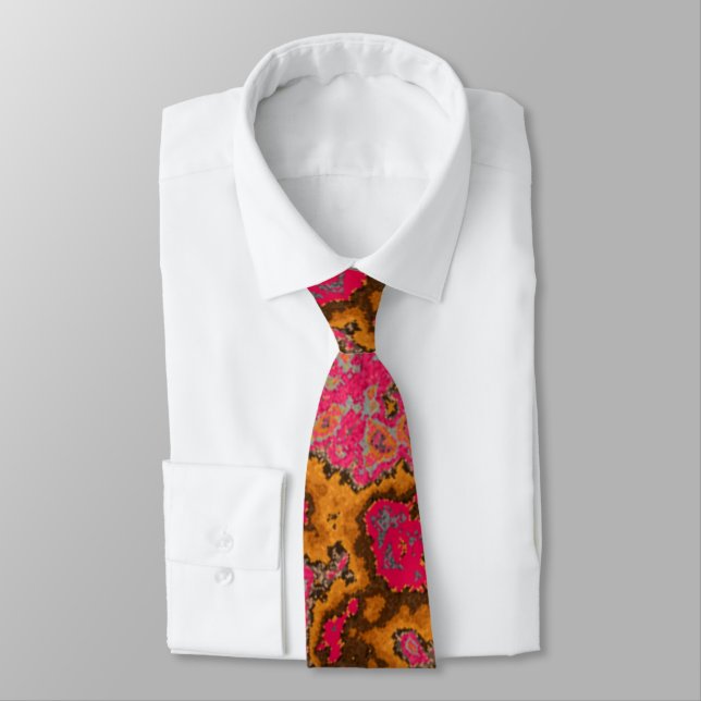 Modern Abstract Orange Pink Blue Pattern Tie (Tied)