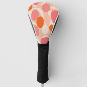 Modern Abstract Orange & Pink Circle Pattern Golf Head Cover