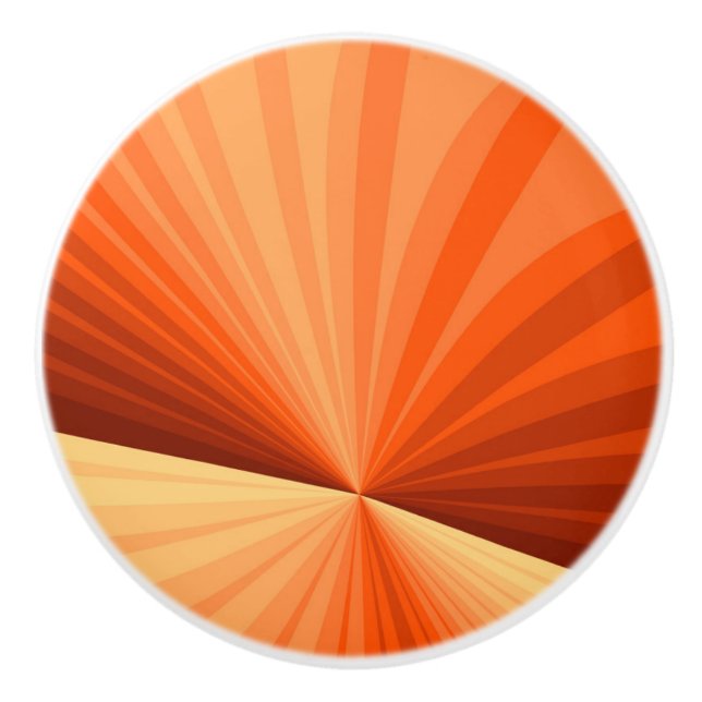 Modern Abstract Orange Red Vanilla Graphic Fractal Ceramic Knob (Front)