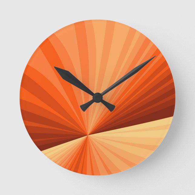 Modern Abstract Orange Red Vanilla Graphic Fractal Round Clock (Front)