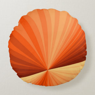 Modern Abstract Orange Red Vanilla Graphic Fractal Round Cushion
