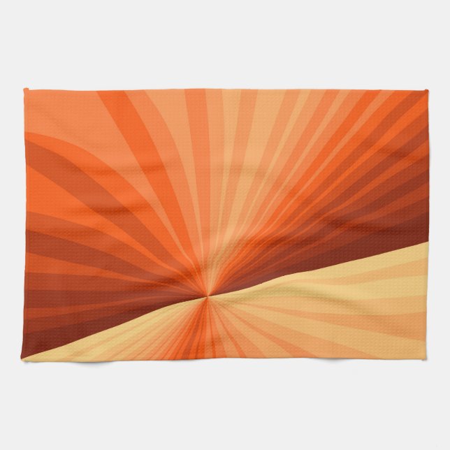 Modern Abstract Orange Red Vanilla Graphic Fractal Tea Towel (Horizontal)