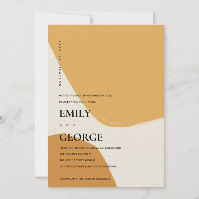 MODERN ABSTRACT ORANGE RUST WE TIED THE KNOT CARD (Front)