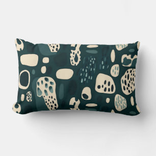 Modern Abstract Organic Shapes in Deep Teal Lumbar Cushion