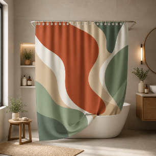 Modern Abstract Organic Shapes Shower Curtain