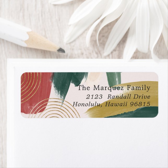 Modern Abstract Paint | Christmas Return Address  Label (Insitu)