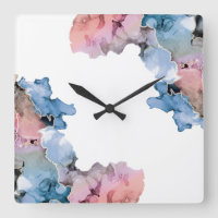 Modern Abstract Paint Splash Inks Blue Pink