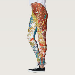 modern abstract paint splatters leggings