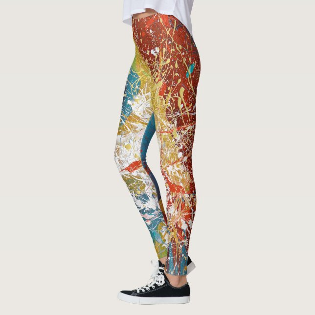 modern abstract paint splatters leggings (Left)