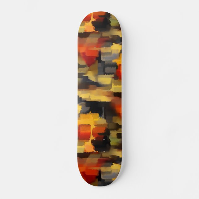 Modern Abstract Paint Squares Skateboard (Front)