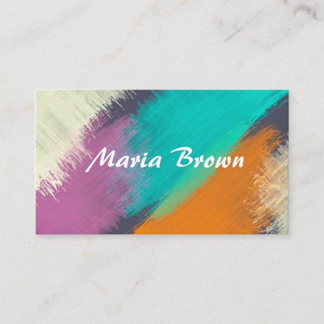 modern abstract paint stroke design colourful business card (Front)