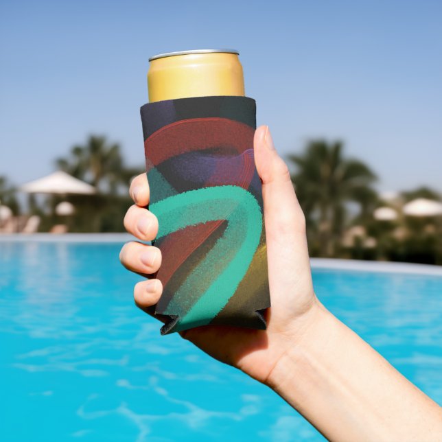 Modern Abstract Painted Lines Seltzer Can Cooler (In Situ Pool)