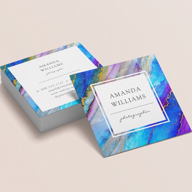 Modern Abstract Painted Pattern Square Business Card (Creator Uploaded)