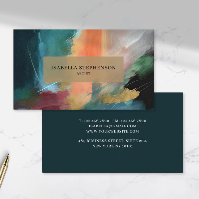 Modern Abstract Painted Professional Business Card (Creator Uploaded)