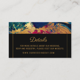 Modern abstract painting gold script dark wedding enclosure card