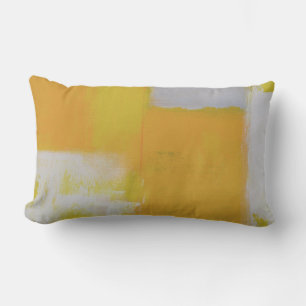 modern abstract painting grey yellow white lumbar cushion