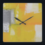 modern abstract painting grey yellow white square wall clock<br><div class="desc">modern abstract painting grey yellow white</div>
