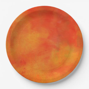 Modern Abstract Painting in Orange Paper Plate