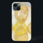 Modern Abstract Painting on Newsprint iPhone 13 Case<br><div class="desc">Romance is peaking its head out in this painting by Jennifer Goldberger. Circles and football shapes are layered on top of a newsprint background,  hiding most of the words. Some peak through,  especially romance. An avant garde selection that would make a great addition to your wall!</div>