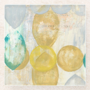 Modern Abstract Painting on Newsprint Glass Coaster