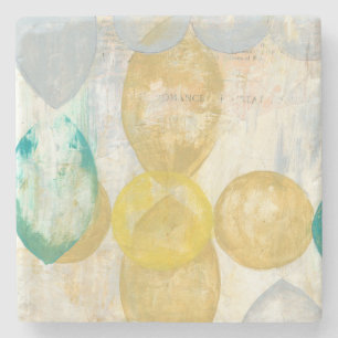 Modern Abstract Painting on Newsprint Stone Coaster