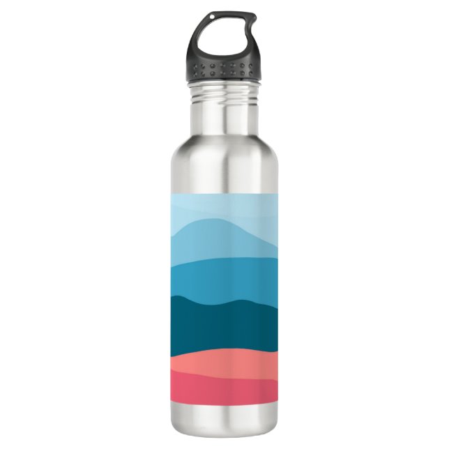 Modern Abstract Pastel Blue Pink Mountains 710 Ml Water Bottle (Front)