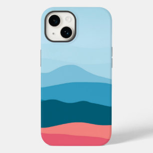 Modern Abstract Pastel Blue Pink Mountains Case-Mate iPhone 14 Case