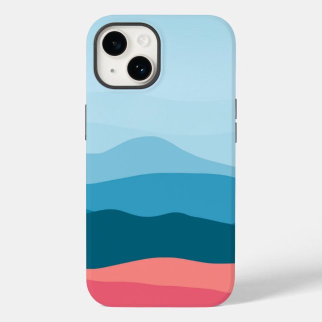 Modern Abstract Pastel Blue Pink Mountains Case-Mate iPhone Case (Back)