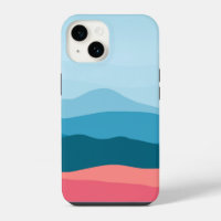 Modern Abstract Pastel Blue Pink Mountains