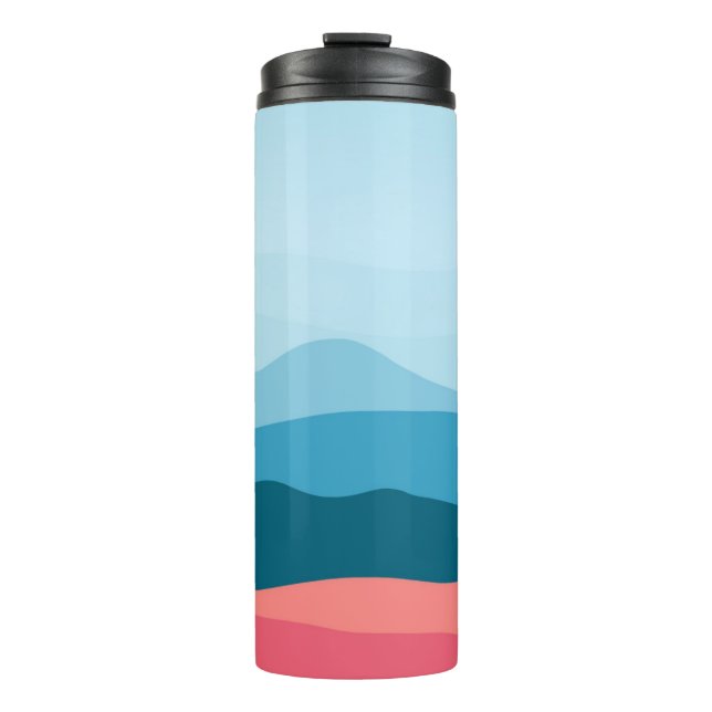 Modern Abstract Pastel Blue Pink Mountains Thermal Tumbler (Front)