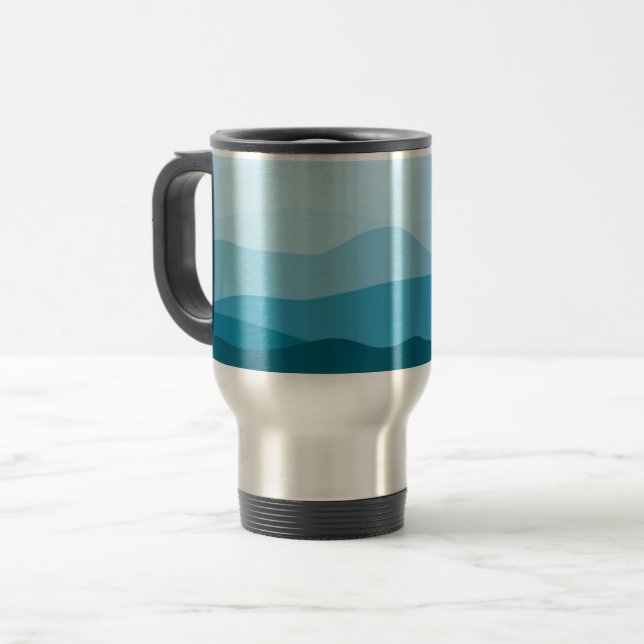 Modern Abstract Pastel Blue Pink Mountains Travel Mug (Front Left)