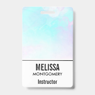 Modern Abstract Pastel Blue & Purple Watercolor ID Badge
