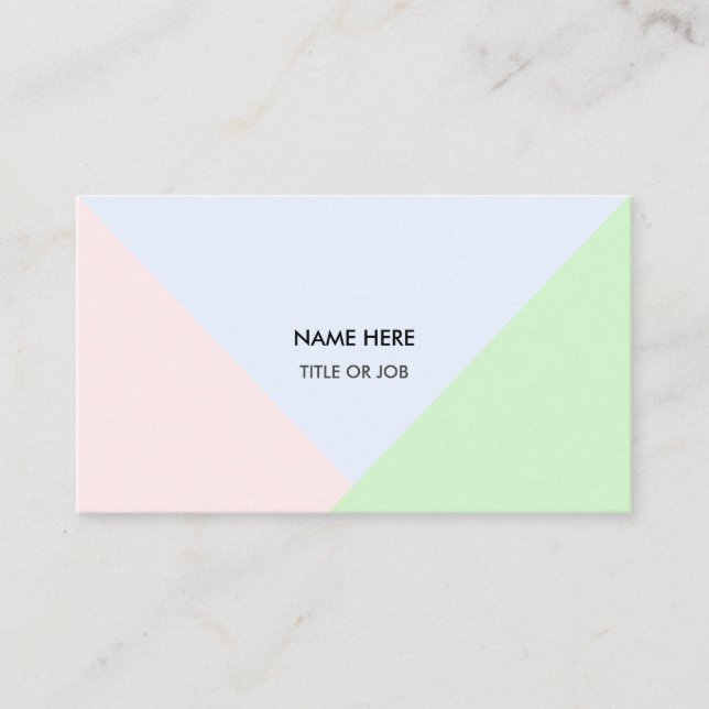 Modern Abstract Pastel Gold Rose, Blue and Green Business Card (Front)