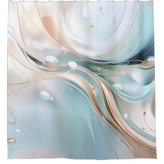 Modern abstract pastel light blue and blush pink shower curtain