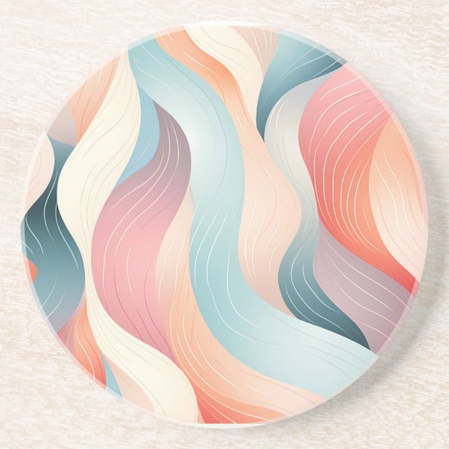 Modern abstract pastel lines coaster (Front)