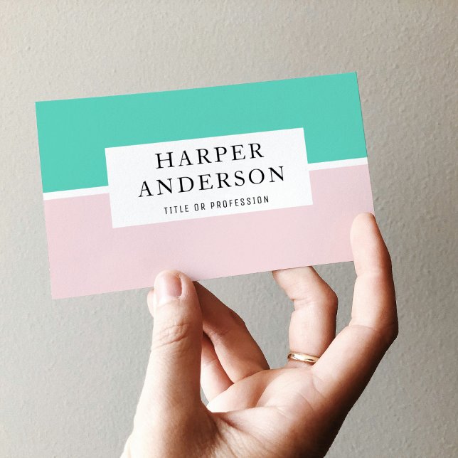 Modern Abstract Pastel Pink & Mint Professional Business Card (Creator Uploaded)