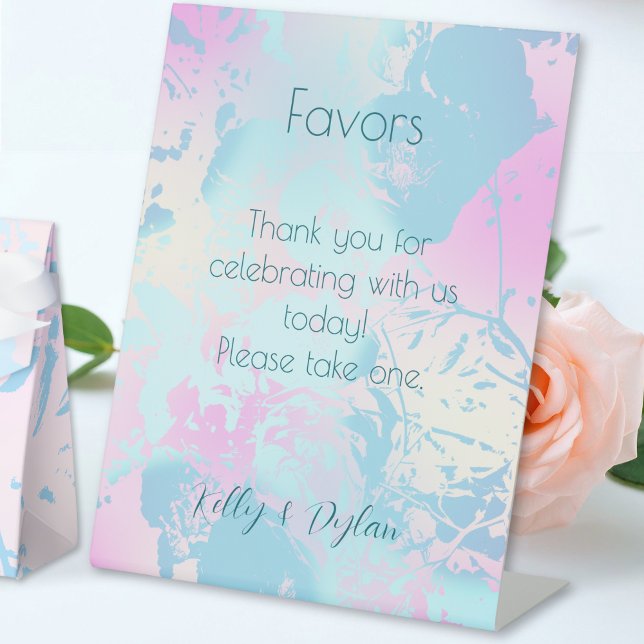Modern Abstract Pastel Wedding Favors  Pedestal Sign (Creator Uploaded)