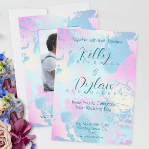 Modern Abstract Pastel Wedding Invitation