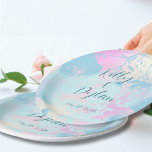 Modern Abstract Pastel Wedding Paper Plate<br><div class="desc">Painterly watercolor blending defines these modern wedding paper plates. Perfect for contemporary couples seeking unique, artistic decor and wedding party accessories. Features curated pastel washes in soft blue, blush pink, and peach creating one-of-a-kind visual depth. Fluid gradients provide an elegant presentation for your reception dinner selections. Fully customizable for beautifully...</div>
