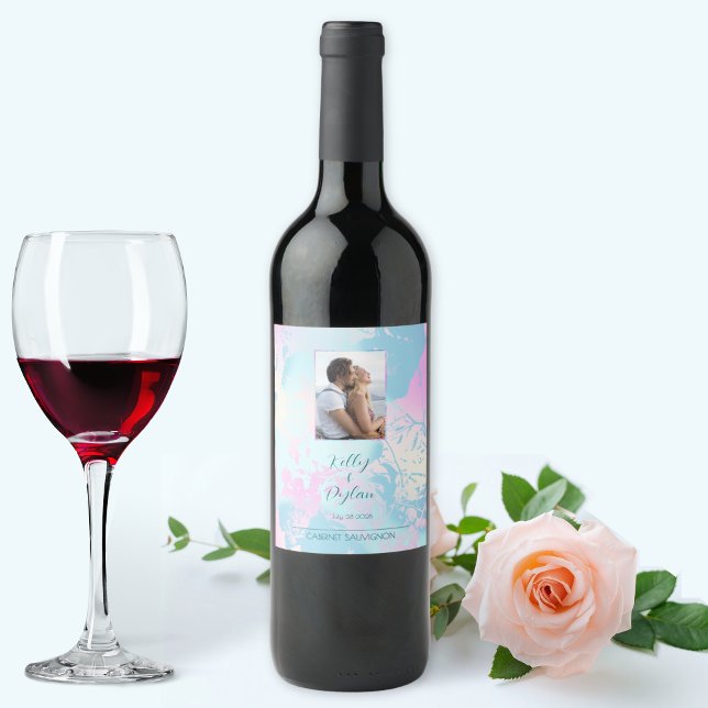 Modern Abstract Pastel Wedding Wine Label (Creator Uploaded)