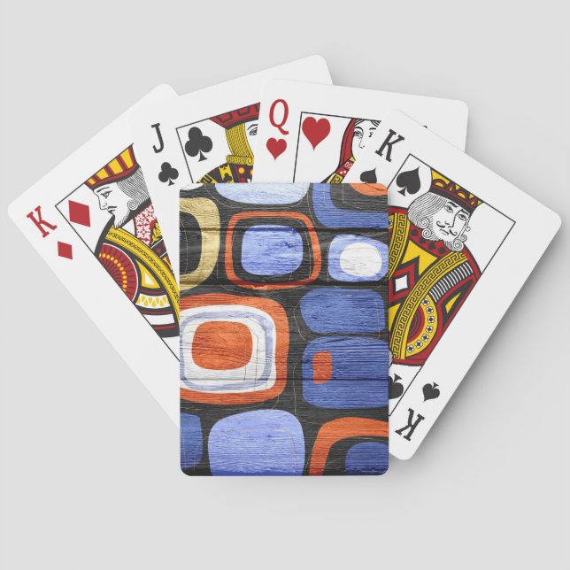 Modern Abstract Pastel Wood Look Playing Cards (Back)