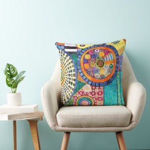 Modern Abstract Patchwork Pattern Monogram Cushion