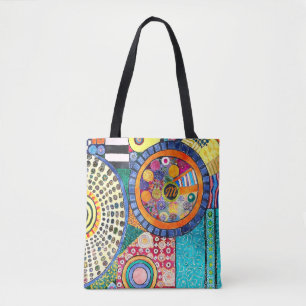 Modern Abstract Patchwork Pattern Monogram Tote Bag