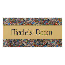 Modern Abstract Pattern Custom Name Room Sign