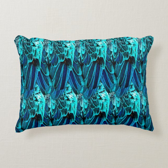 Modern abstract pattern in emerald and blue tones decorative cushion (Front)
